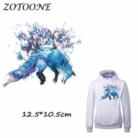 zotoone watercolor flower wolf iron on transfer patches for clothing t shirt beaded applique clothes diy accessory decoration c