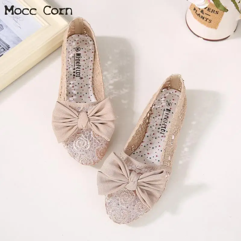 Летняя обувь из дышащей сетки Женская на плоской подошве с бантом Удобные лоферы