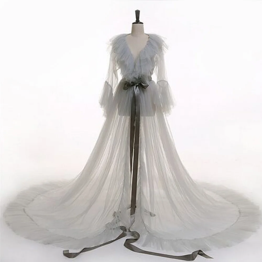 Women Dress Perspective Mesh Party Dresses Large Pendulum Long Bow Knot Floor Length Ladies | Женская одежда