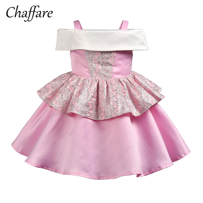 Chaffare розовый Праздничное платье для девочек с открытыми плечами 2018 летние
