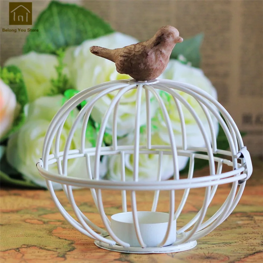 Metal Lanterns White Bird Wedding Owl Teatick Holders Candleabros Decorativos Tealight European Candle Plates 5ZX085 | Дом и сад