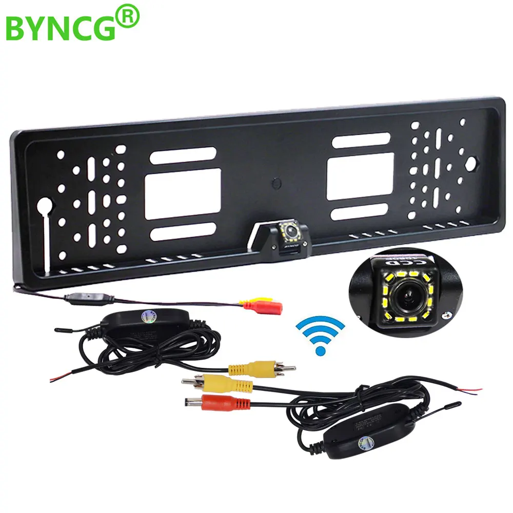 Parking Sensors for Cars Wireless Rear View camera with EU License Plate Frame Rearview Backup Goods for Car 1080P Reverse