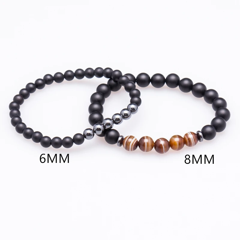 Lucky Gem модные матовые полосатые бусины мантра молитва браслет Будда из бусин для женщин и мужчин гематит мужской браслет