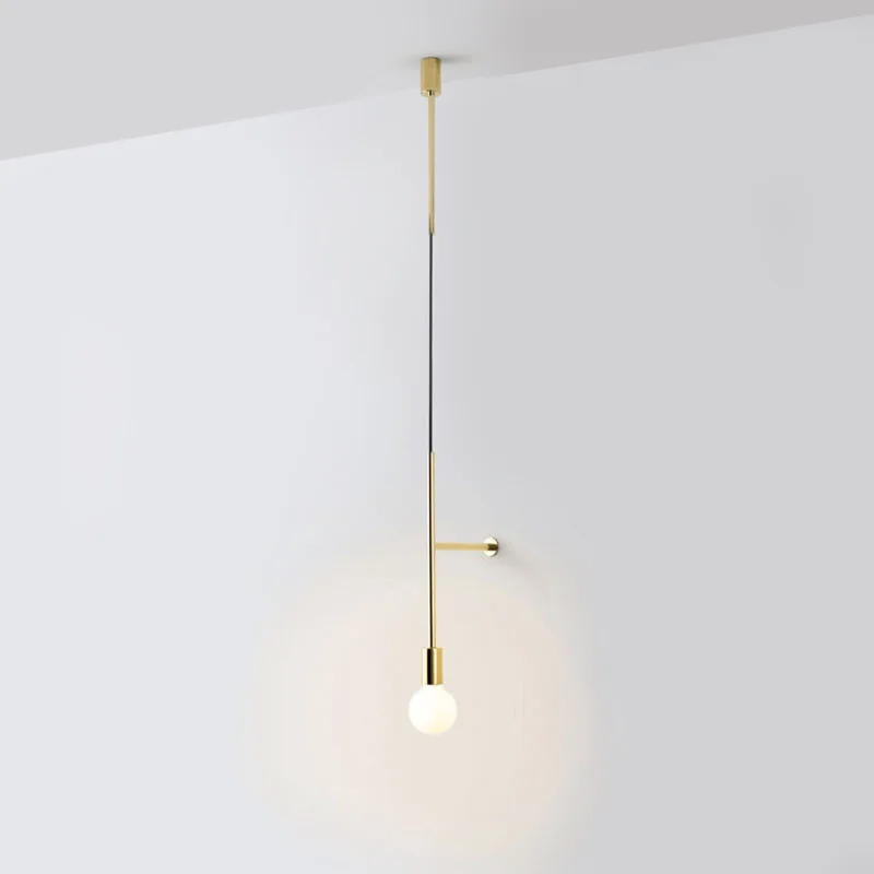 

Nordic Style Golden Simple Wall Lamp The Study Bedroom Bedside Led Creative Modern Personality Line Exhibition hall Art