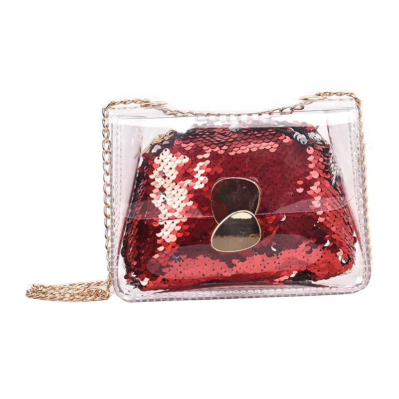 Прозрачная сумка желе сумки через плечо ПВХ с блестками женские на роскошные
