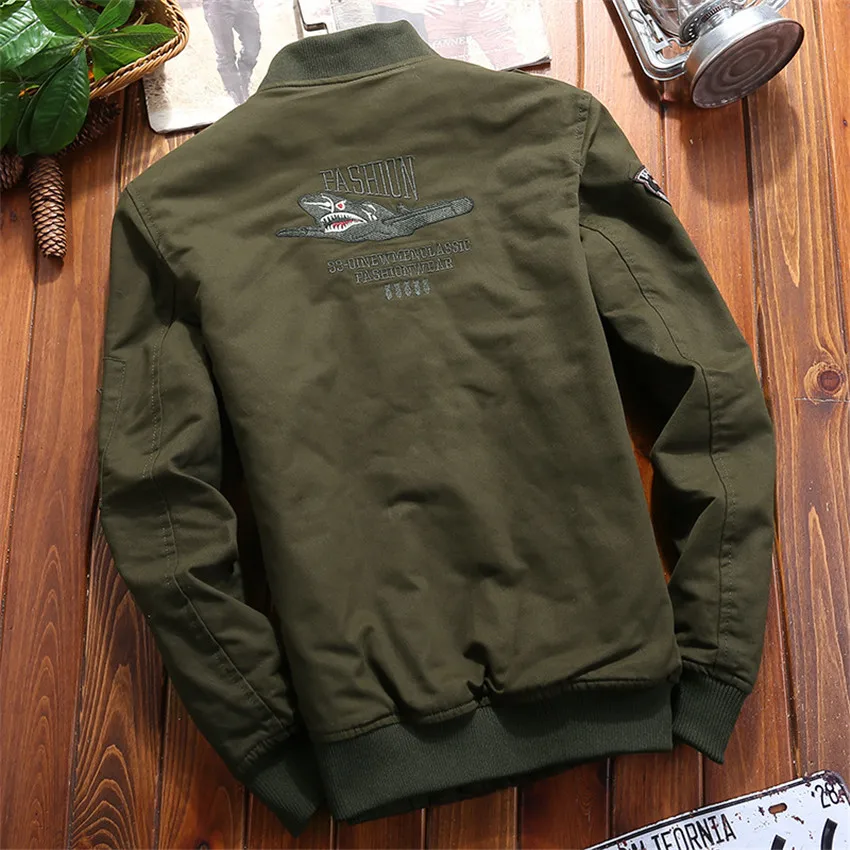 Pure cotton thickening fleece lining jacket men baseball style army green coats 2019 new autumn winter collection | Мужская одежда