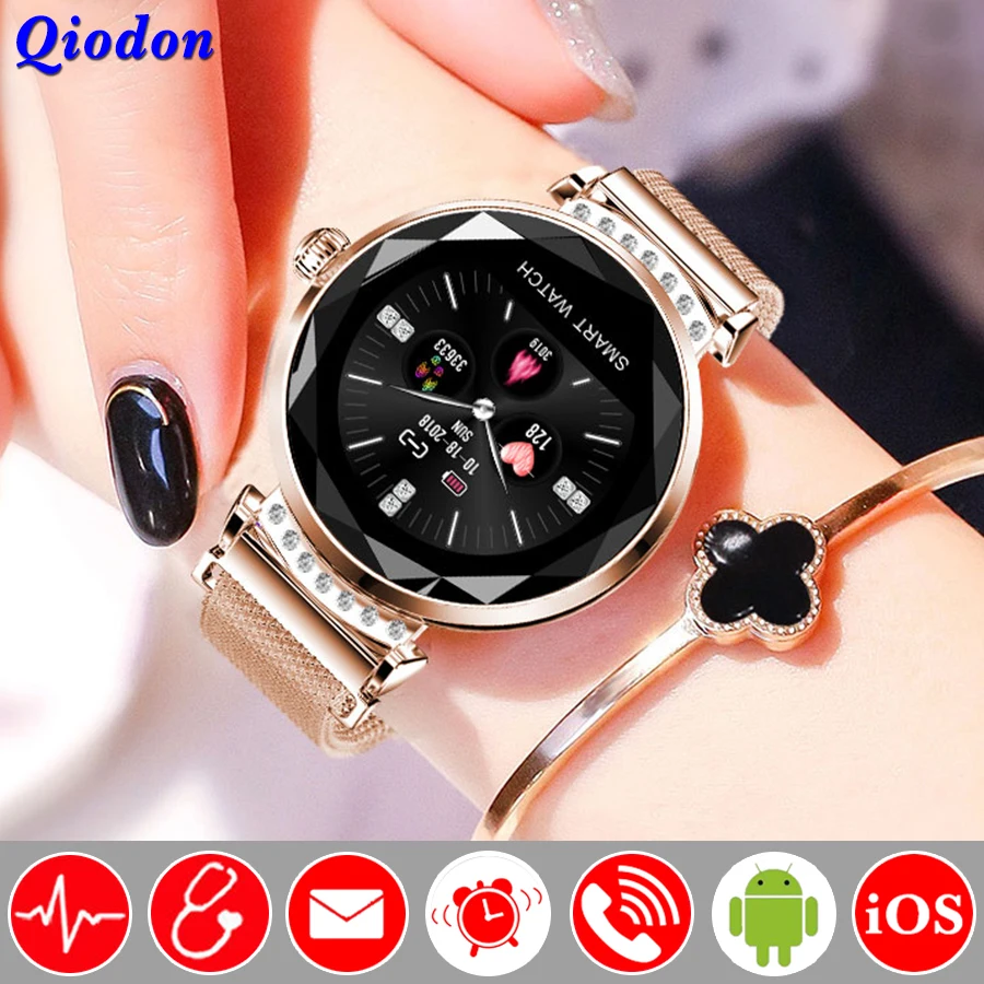 Waterproof Round Rhinestone Bluetooth Smart Bracelet Band Wristband Heart Rate Blood Pressure Monitor Fitness | Электроника