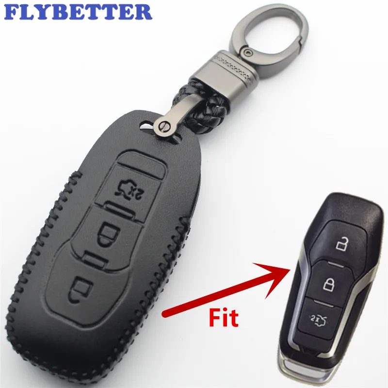 Чехол FLYBETTER из натуральной кожи с 3 кнопками для смарт-ключей Ford