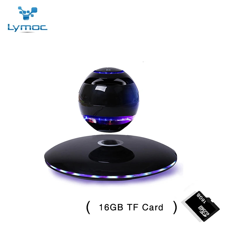 LYMOC Новые магнитные левитационные Bluetooth колонки Беспроводной Bluetooth Сабвуфер 7 цветов Мода раздельное вращение для всех телефонов - Цвет: Black 16GB TF