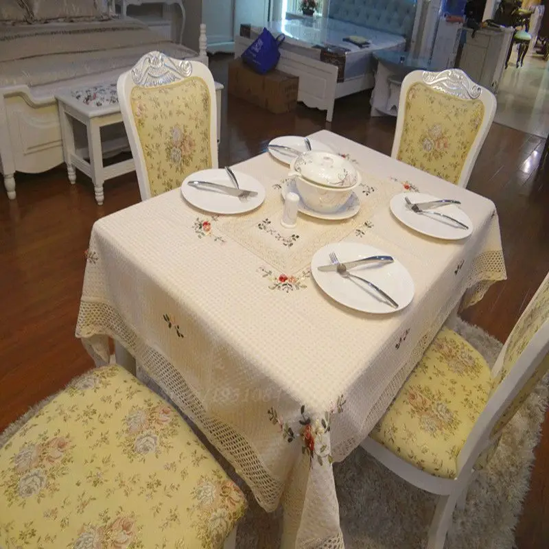 Скатерть с вышивкой из лент китайская скатерть ручной работы кружево круглый