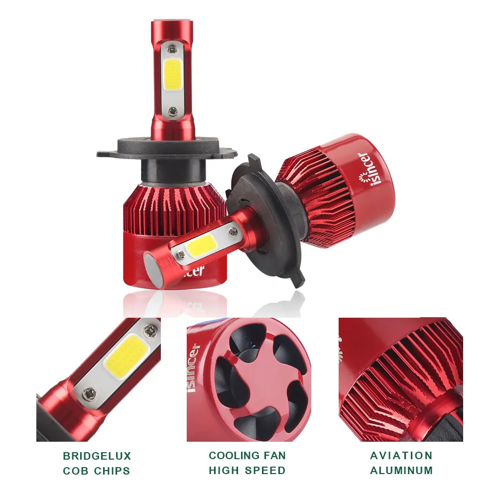 6000K White LED H7 Car Headlight Bulbs 72W Cooling Fan Automobile Hh Led Lamp for Honda BMW VW Mazda | Автомобили и мотоциклы