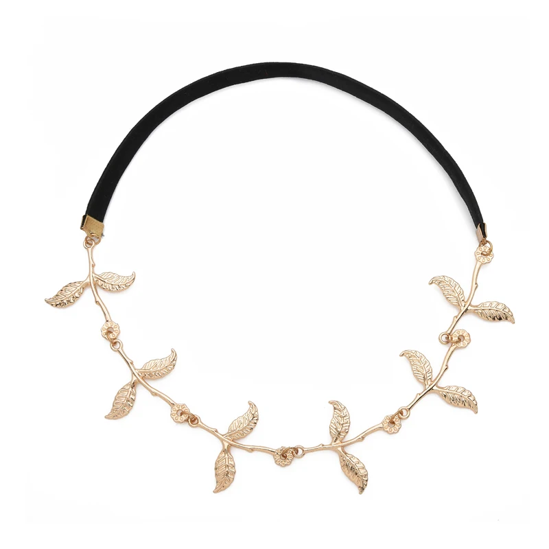 2 Leaf Rose Gold Аксессуары для волос с листьями листьев, резинка для волос, классические украшения - Окраска металла: 2 Leaf Rose Gold