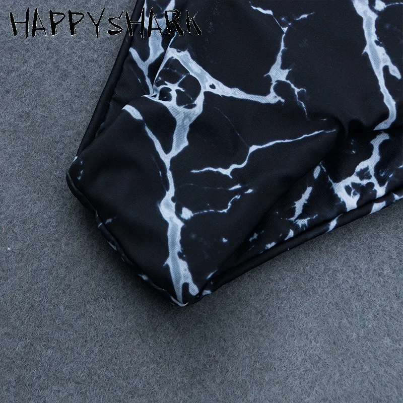 HAPPYSHARK 2019 новый купальник с мраморным принтом бандо бикини сексуальный пуш ап 2 шт.