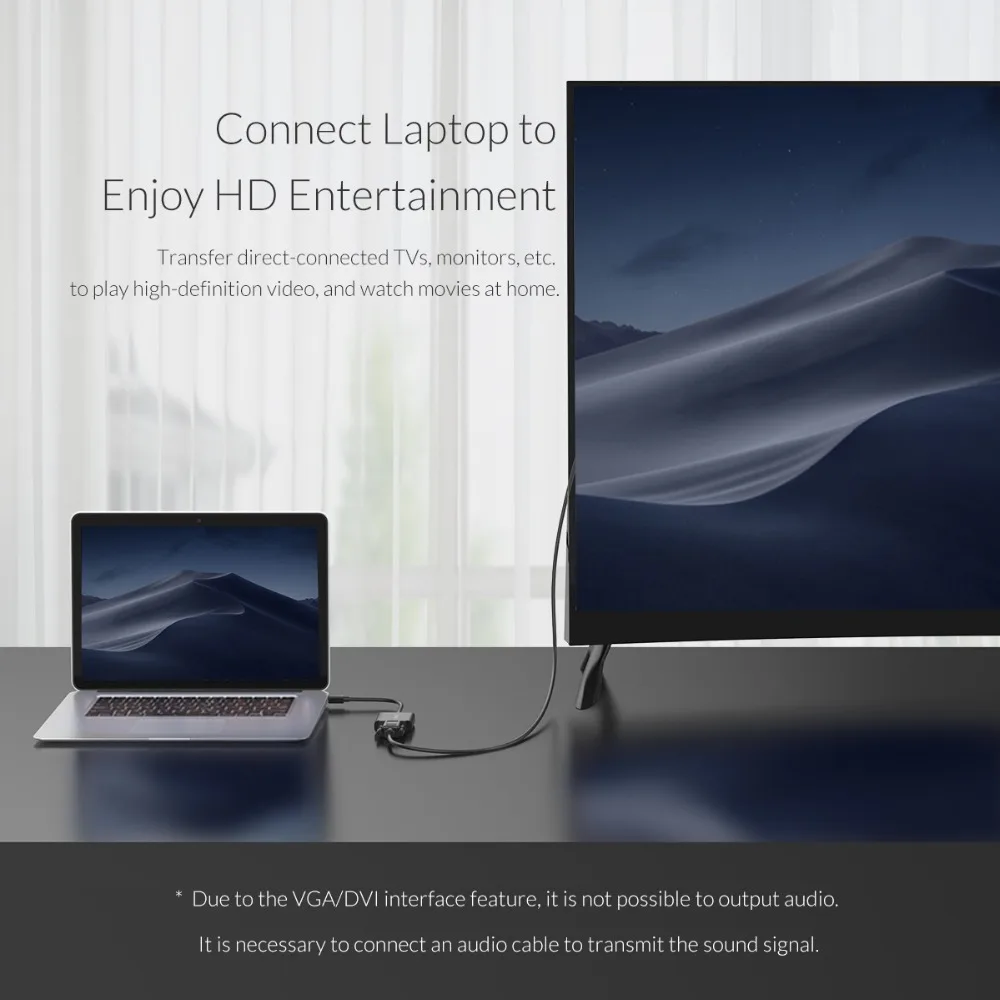 ORICO Тип C к HDMI/VGA/DVI USB концентратор ABS мужчин и женщин конвертер для ноутбука мобильного телефона