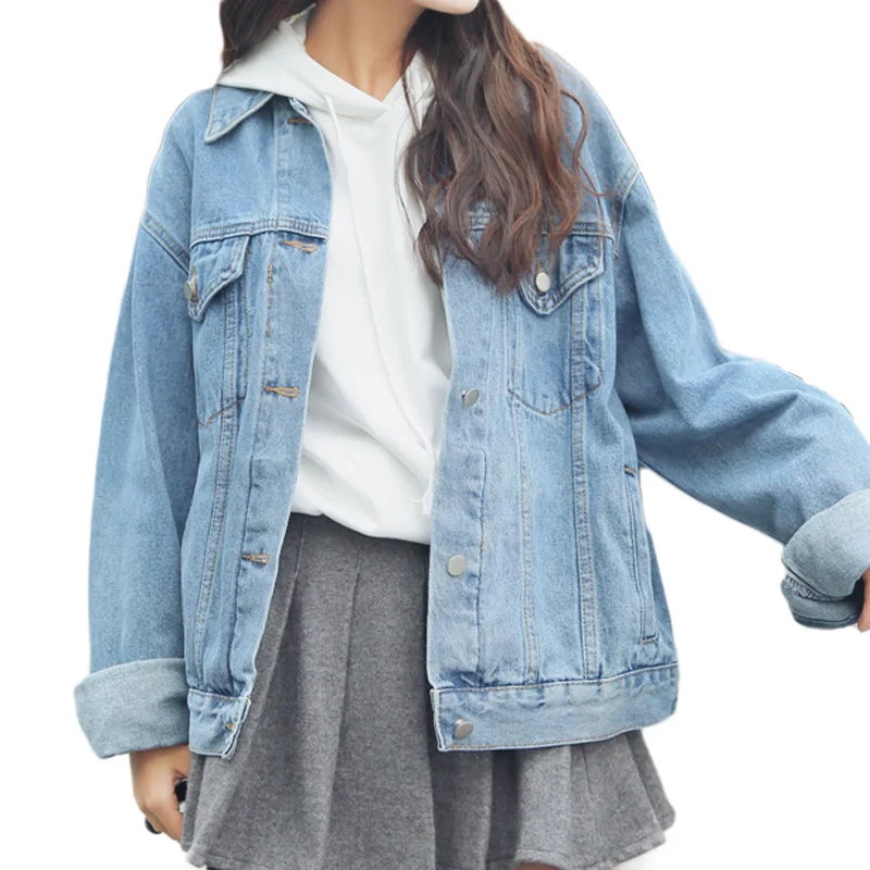 2018 Новое поступление Женская осенне-зимняя ВИНТАЖНАЯ ДЖИНСОВАЯ КУРТКА длинный