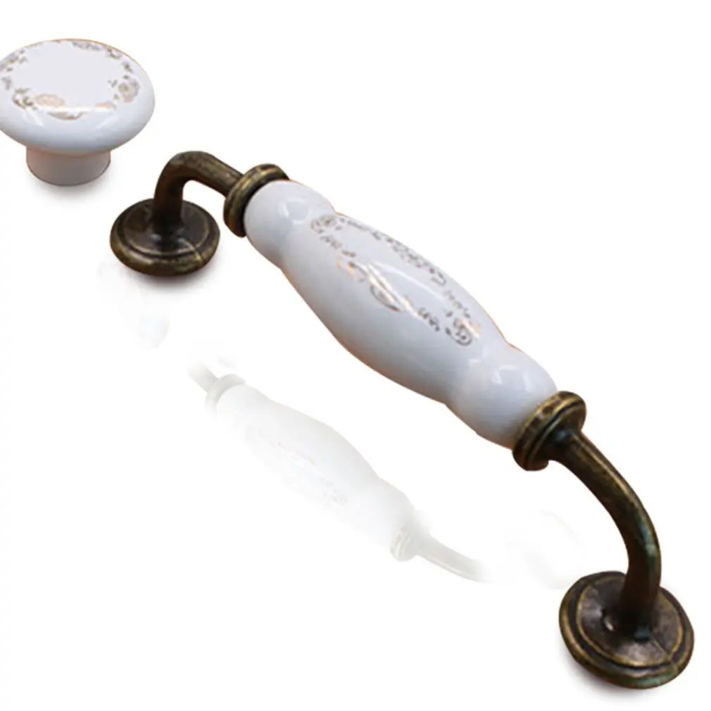 Новая мода золотые кольца печать белые керамические шкаф ручки ящика 1011 для