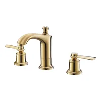 Gold  3 Holes Widespread Bathroom Lavatory Faucet Luxury brass crystal sink faucet Art classic European style