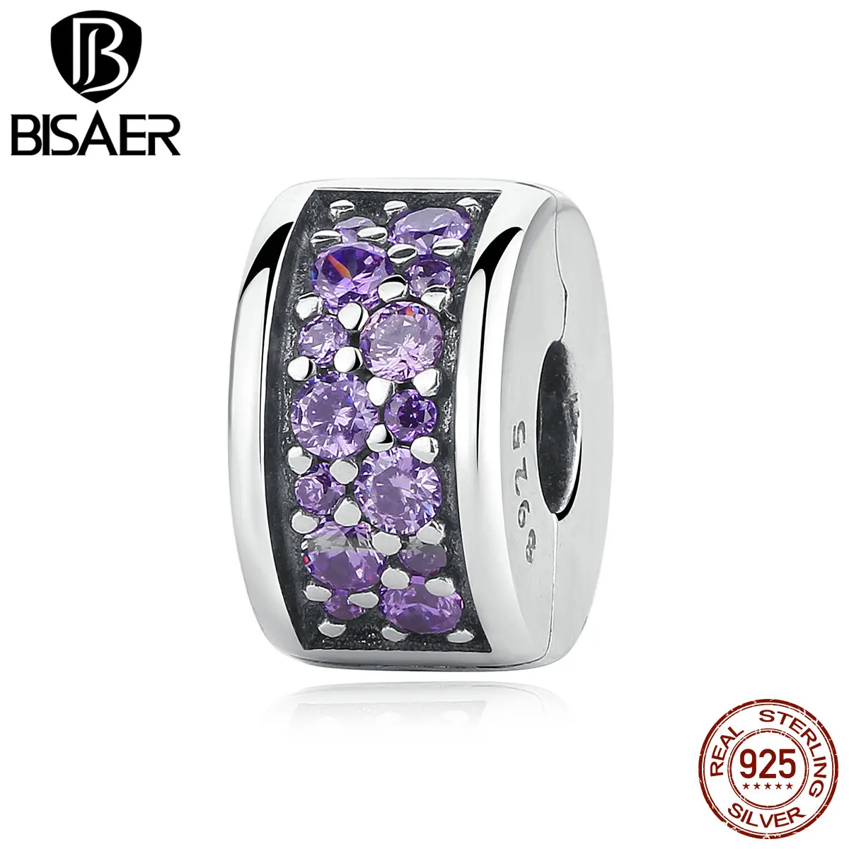 Блестящая элегантная блестящая клипса из стерлингового серебра 925 пробы