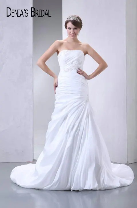 2017 реальные фотографии без бретелек А силуэта Свадебные платья Аппликация