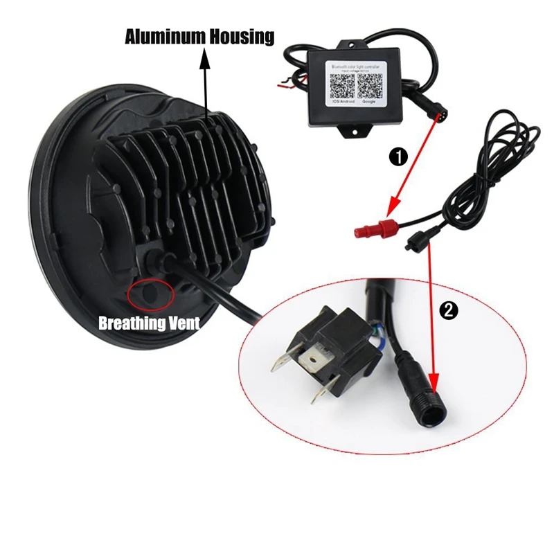 

TNOOG 5 3/4" LED Headlight with RGB Halo Ring for Sportster, Dyna models and other motorcycles 5.75" headlights