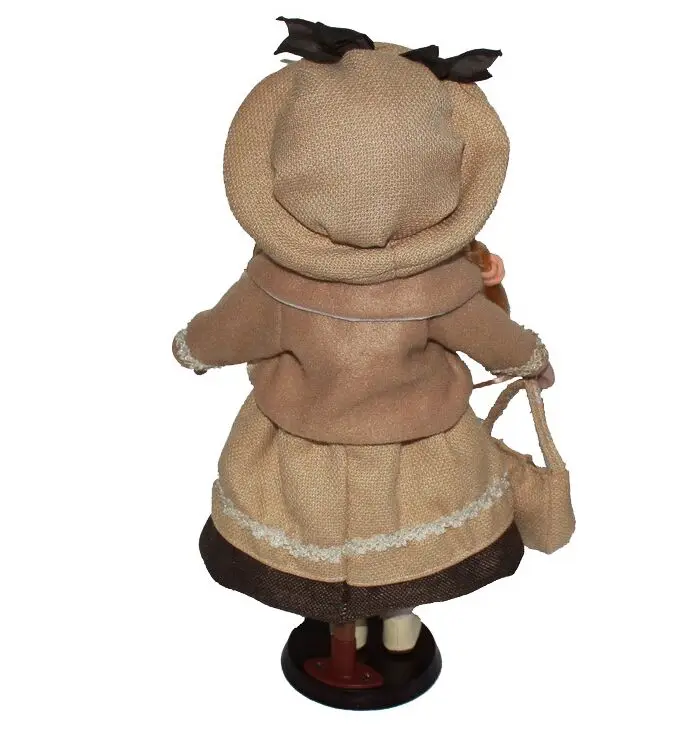 

40cm dark brown dress porcelain girl doll European rural Field Village ceramic doll style home decoration Christmas gifts