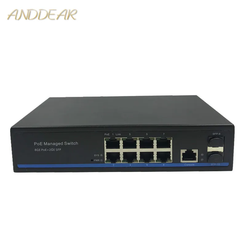 

Управляемый коммутатор PoE Ethernet, 8 портов, 10/100/1000 Мбит/с, с 2 гигабитными слотами SFP, IGMP, VLAN, управление PoE