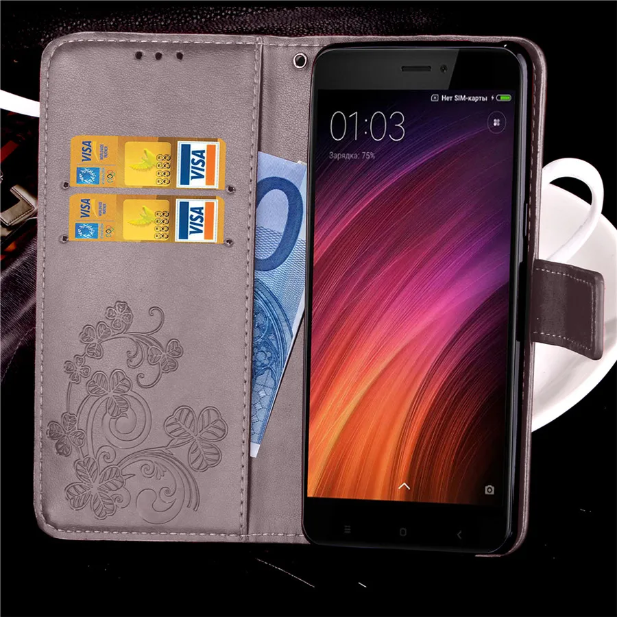 Чехол xiaomi Redmi 4X для чехол с откидной крышкой 5 0 дюйма кожаный магнитный бумажник
