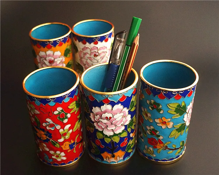 Китайский стиль особенности Пекин cloisonne держатель ручки медная шина Золотой провод держатель ручки