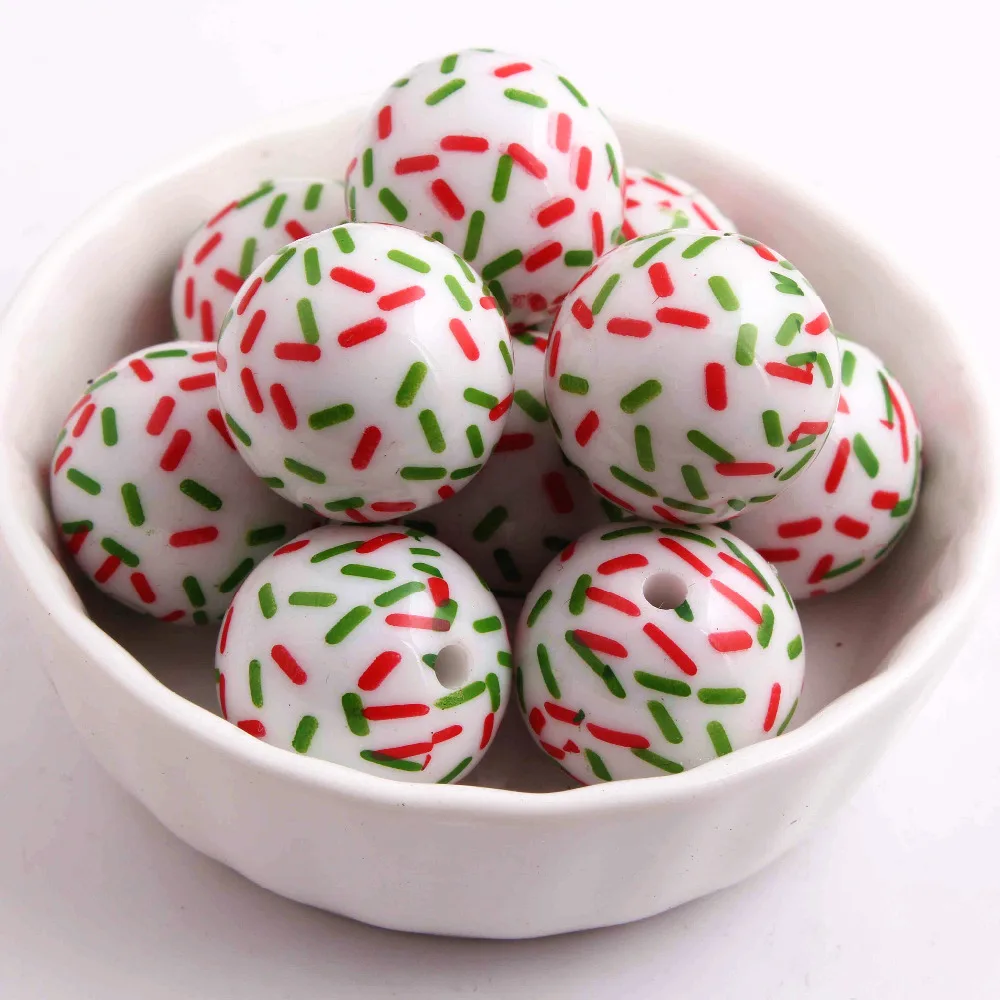 Массивные акриловые однотонные бусины 20 мм 100 шт./лот печатные красные/зеленые
