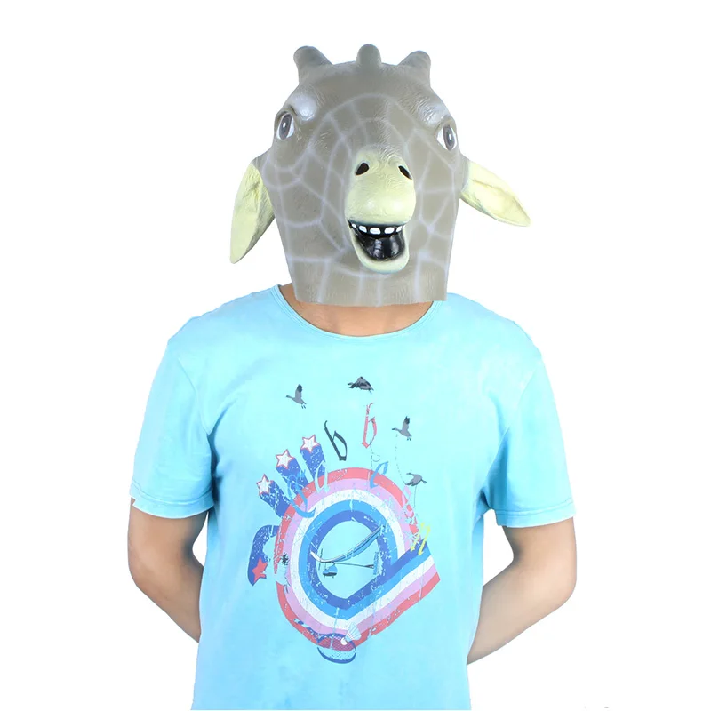 2016 уникальная латексная маска на голову в виде жирафа костюм для Хэллоуина