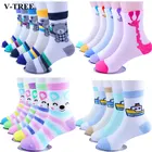 Детские носки с героями мультфильмов для детей, 5 шт.лот, Школьные носки для девочек, От 1 до 9 лет, мягкие носки для подростков, для малышей, одежда до колена