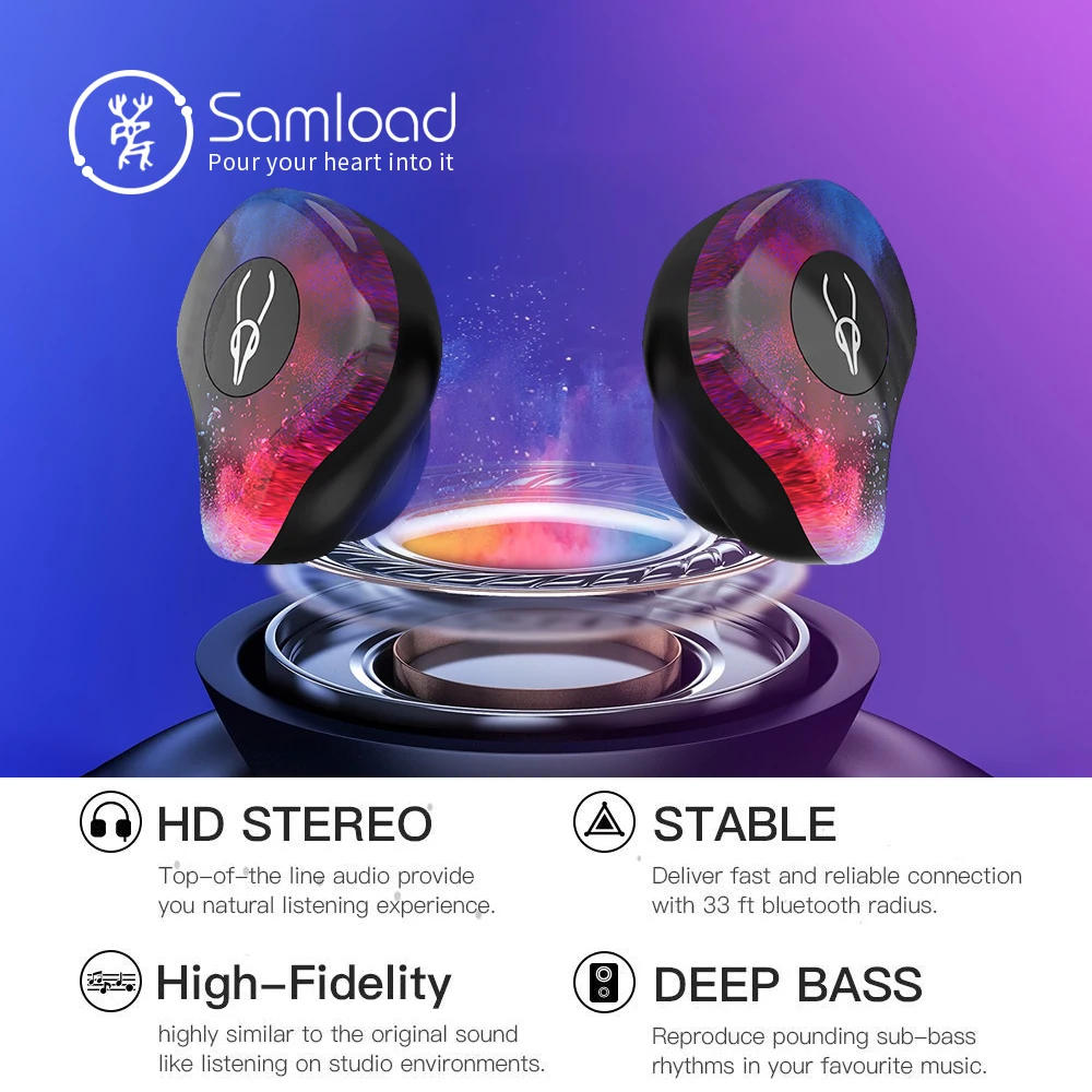 Samload X12pro Bluetooth 5,0 Наушники Модные Цветные беспроводные наушники стерео вкладыши наушники для Apple iPhone 7 8 X Xs Xr sony