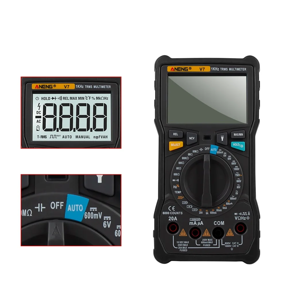 TRUE RMS 6000 отсчетов V7 цифровой мультиметр квадратная волна сопротивление