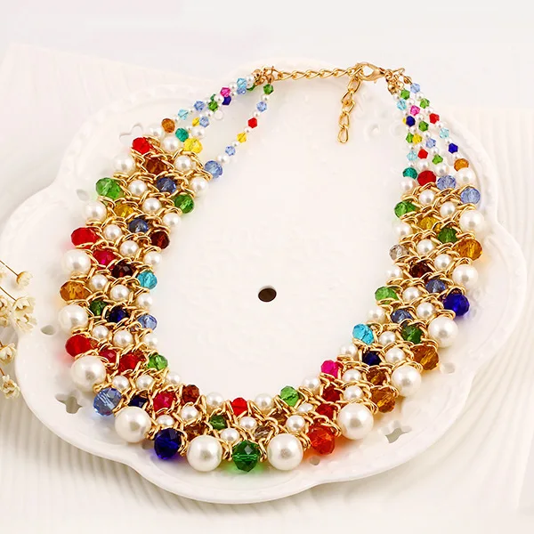 Популярное винтажное многоцветное жемчужное Шейное колье с подвеской на