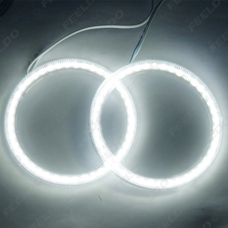 Автомобильное кольцо-гало FEELDO 4x80 мм SMD ангельские глазки для Лада ВАЗ 2114 фара