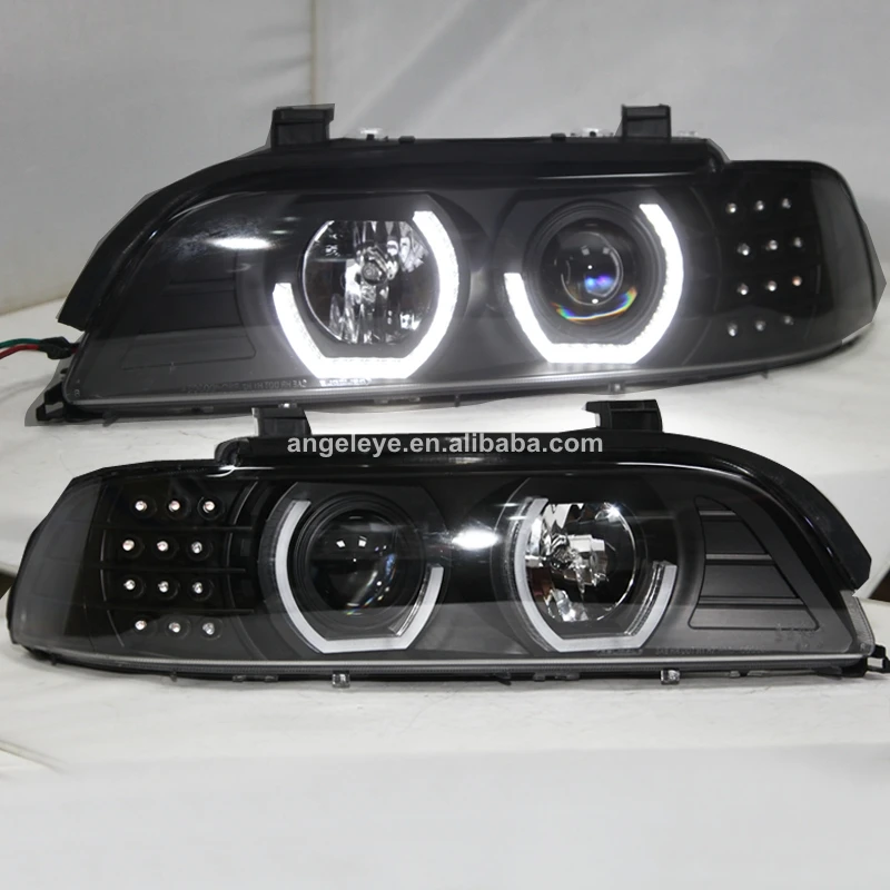 Для BMW E39 фары ангельские глазки 1995 2003 год черный корпус JX|Фара для авто в сборе| |