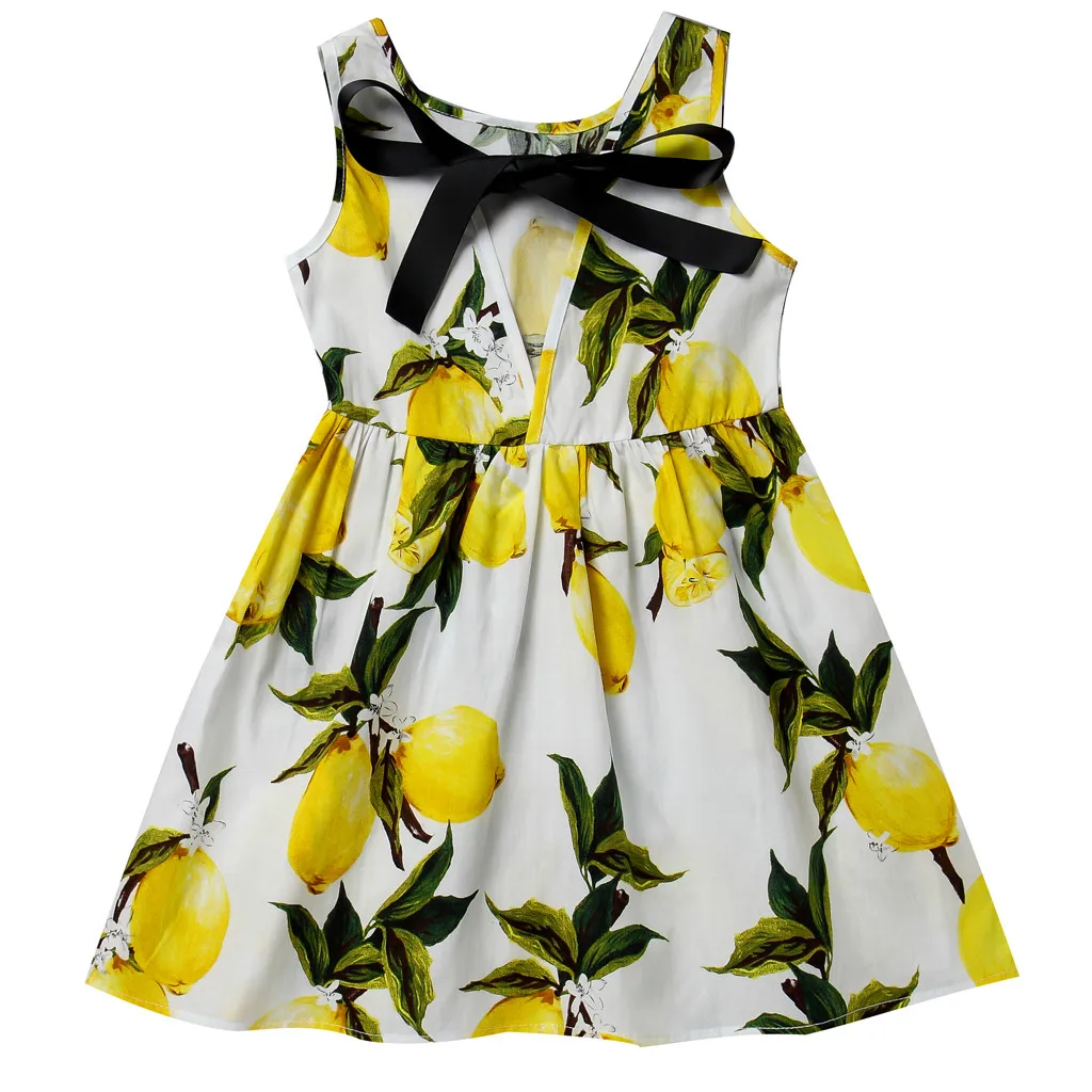 Детское мини-платье без рукавов для маленьких девочек с рисунком лимонов фруктов