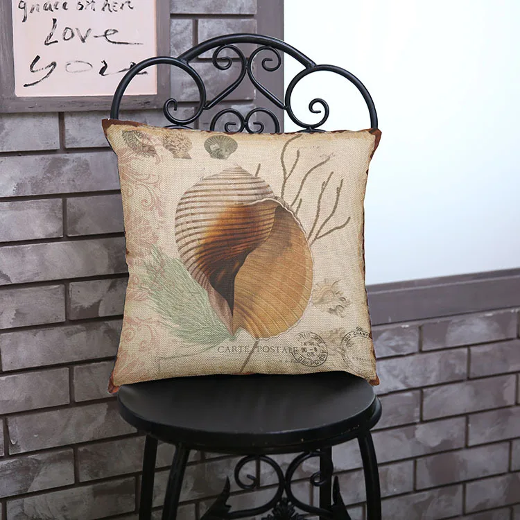 Квадратный хлопковый льняной чехол для дивана в стиле морского океана морской