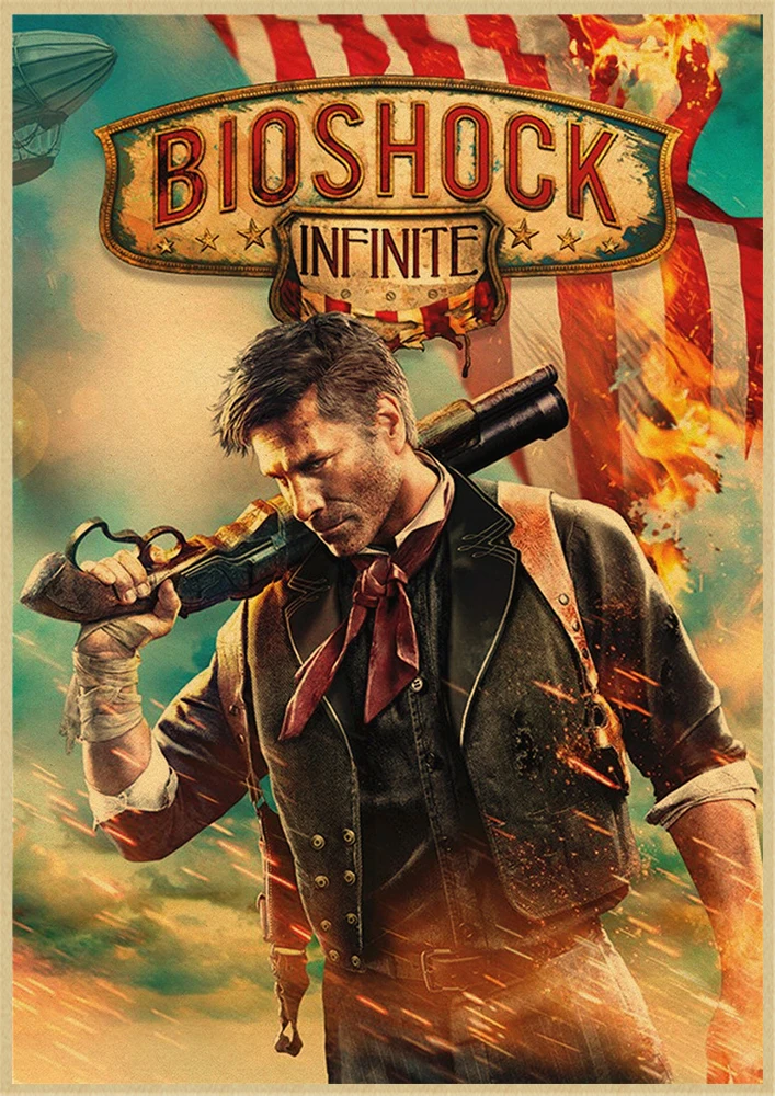 BioShock Retro poster Home Furnishing decoration Kraft Game Poster Drawing Painting Wall stickers - Цвет: Светло-серый