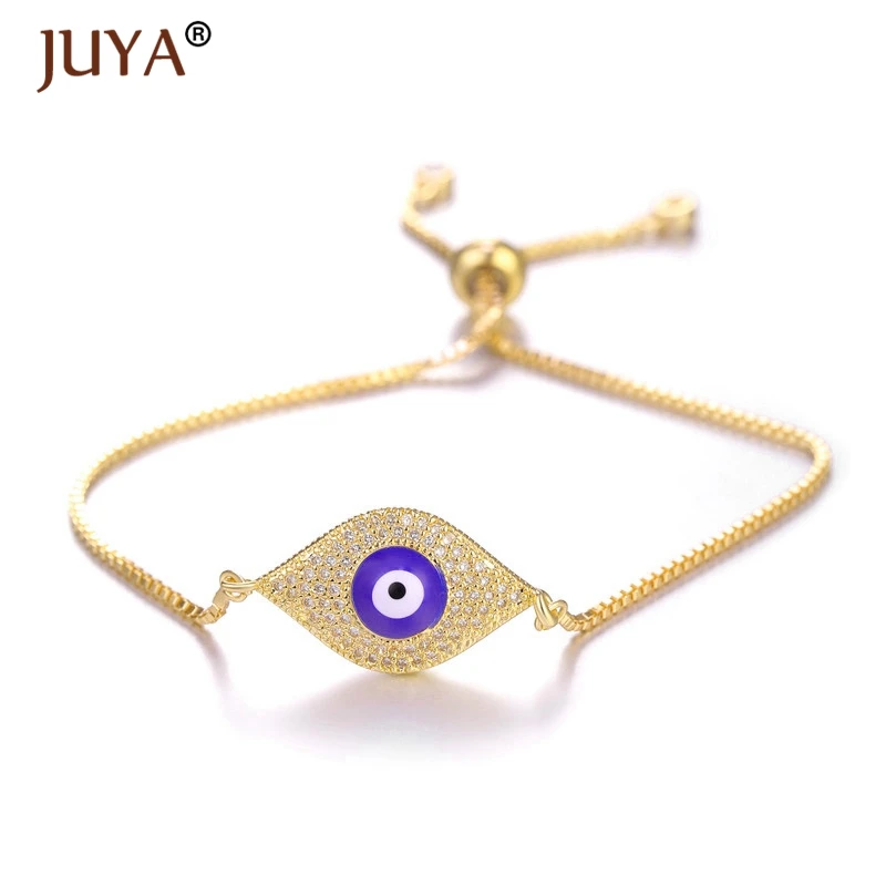 Gold copper zircon bracelet femme latest design 10 styles fashion charms evil eye bracelets for men women armband pulsera - Окраска металла: Gold