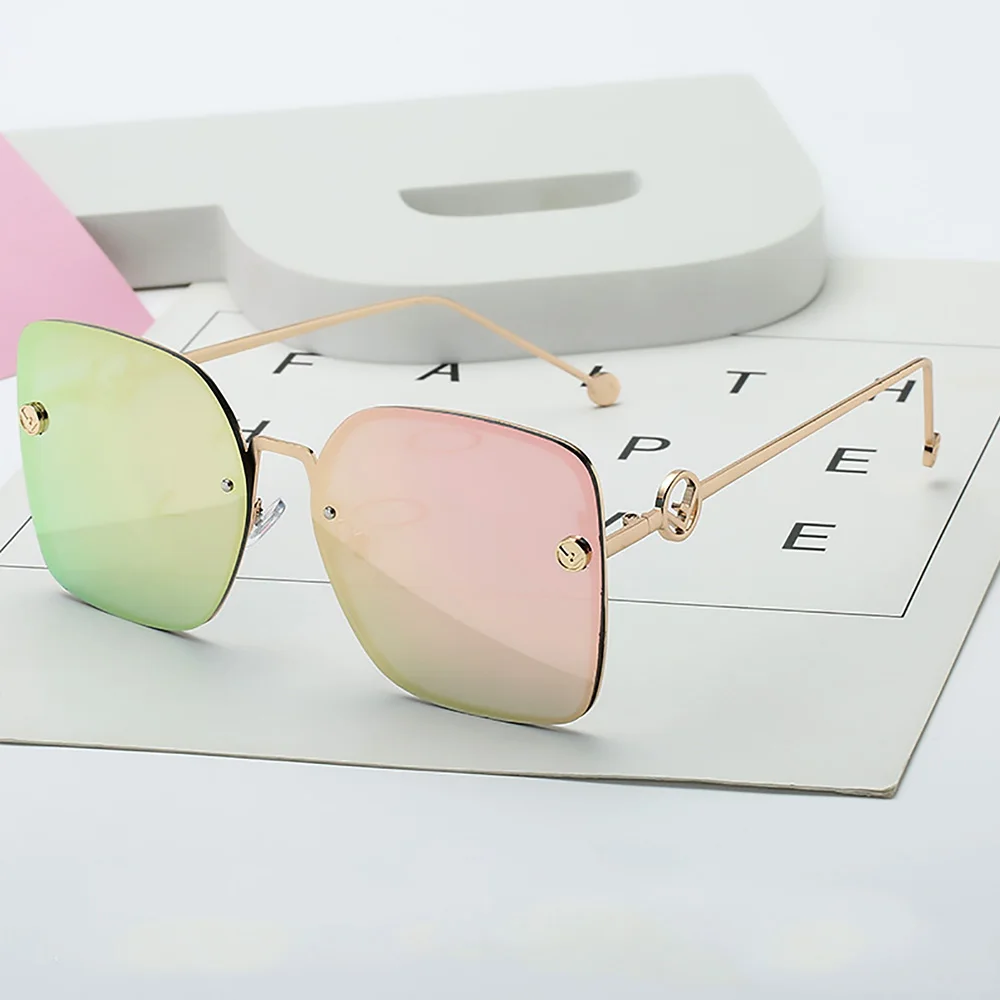 Retro F Designer Square Sunglasses Women Men Oversized Vintage Glasses Black Sun Glasses Shades UV400 Accessory Eyeglasses - Цвет линз: Pink