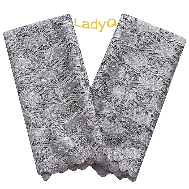 

LadyQ 100% Polyester Materials High Quality 2018 African Lace Fabrics Royal Blue Swiss Guipure Lace Fabric Whtie Cord Lace
