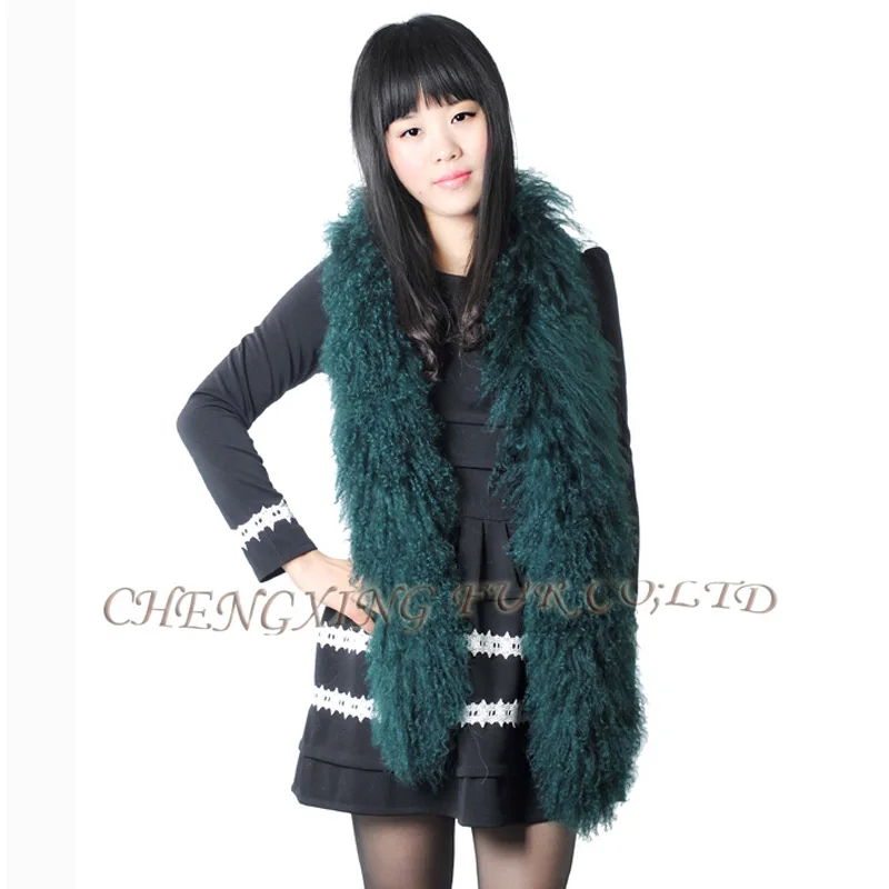 Женский длинный шарф ручной вязки из монгольского меха ягненка CX-S-101 |