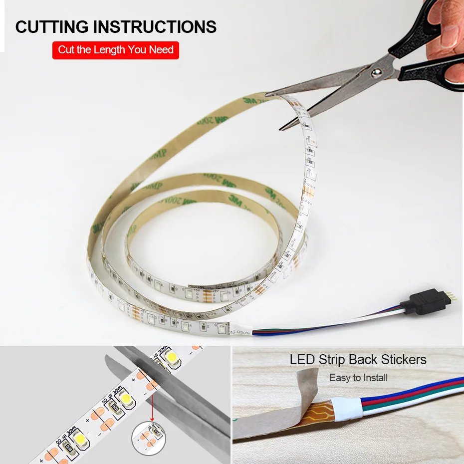 Водонепроницаемая светодиодная лента RGB SMD2835 сменная LED полоска для