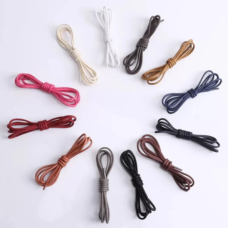 1Pair Waxed Cotton Round Shoe laces Leather Waterproof ShoeLaces Men Martin Boots Shoelace Shoestring Length 80/100/120/140CM P2