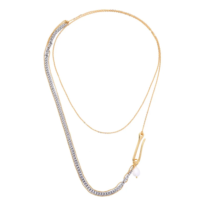 Новинка 2019 длинное многослойное ожерелье золотистого цвета простой стиль