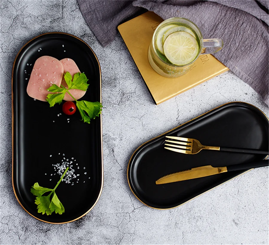 Керамическая мраморная шкатулка Enipate черные десерты Снэк маленькое блюдо