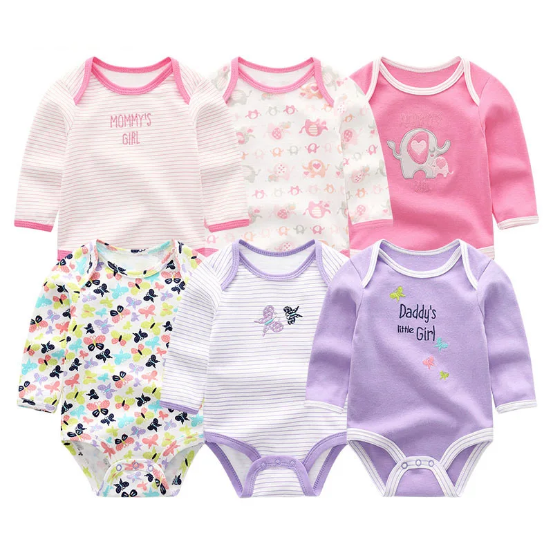 Baby Bodysuits6115 6 шт детская одежда боди с единорогами 0-12 M Roupas de малыш Bebe одежда полосатый комбинированный купальник хлопоковый для новорожденных малышей Одежда для девочек - Цвет: Baby Bodysuits6115