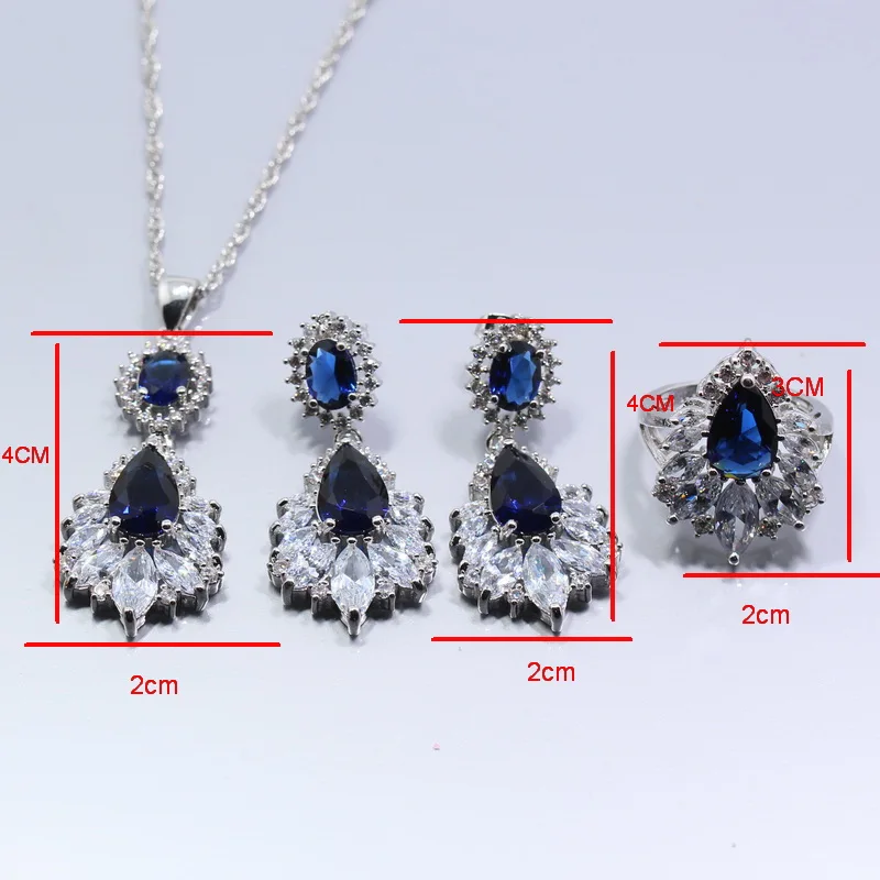 MANNY элегантные большие комплекты синий кубический цирконий белый австрийский