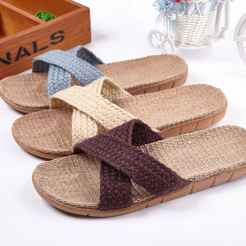 

Mntrerm New Summer Home Slipper Women Indoor Slippers Plus Size 35-45 Flat Shoes House Slippers Non-slip Unisex Family Slippers